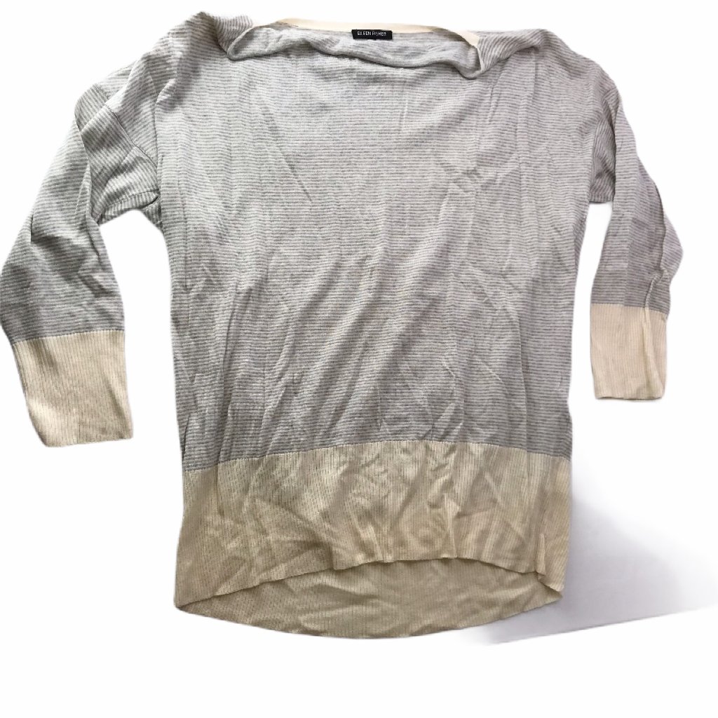 Eileen Fisher Sweater Women's Large Striped Ivory